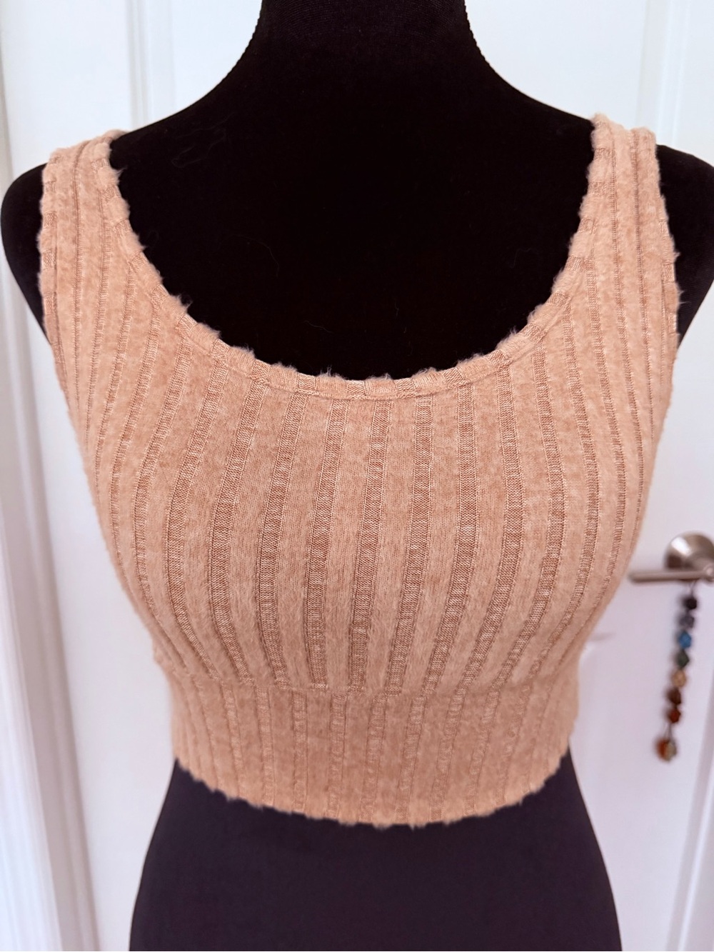 NWT Z Supply Zoe Rib Tank Bra S Iced Coffee Silky Rib Crop Top